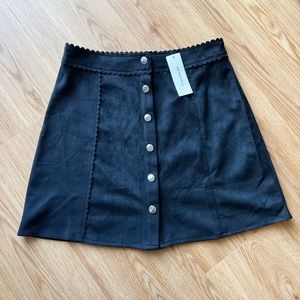SOLD NWT Black Velvet Scalloped Edge Skirt
